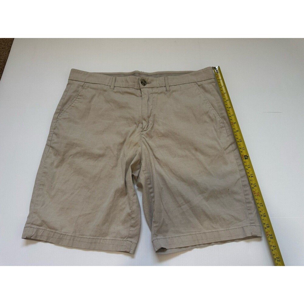 Marc Anthony Stretch Waist Shorts Mens Size 36W Beige Flat Front Casual Chino